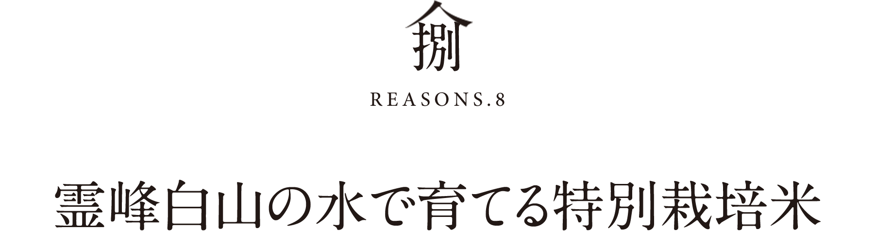 捌REASONS.8霊峰白山の水で育てる特別栽培米